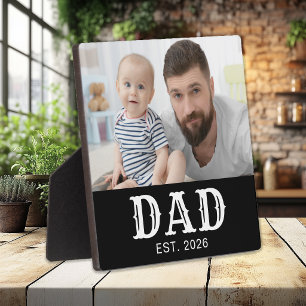 Custom Dad Established Bold Typography Photo Plaque