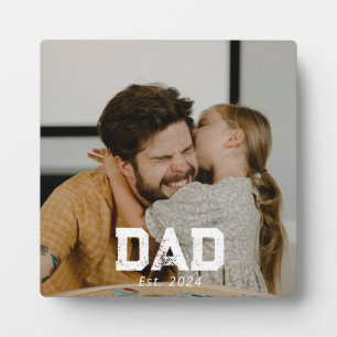 Custom Dad Established Modern Bold Photo Plaque