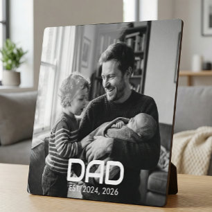 Custom Dad Established Modern Bold Photo Plaque