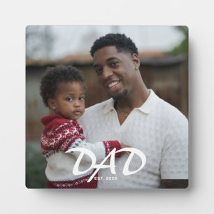 Custom Dad Established Modern Bold Photo Plaque