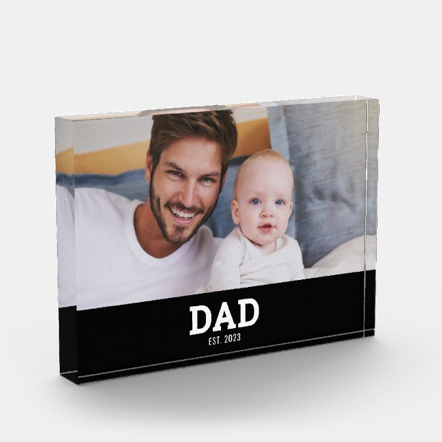 Custom Dad Established Modern Photo Block (Left)