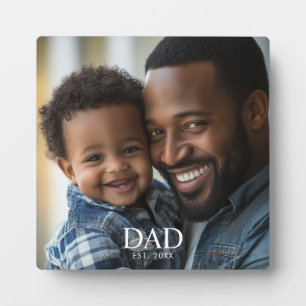Custom Dad Established Modern Simple Photo Plaque
