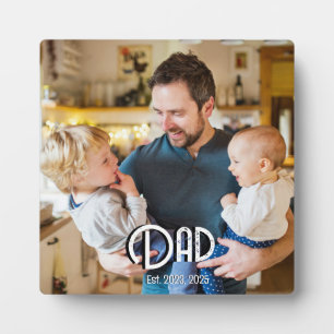 Custom Dad Established Photo Grunge Text Plaque