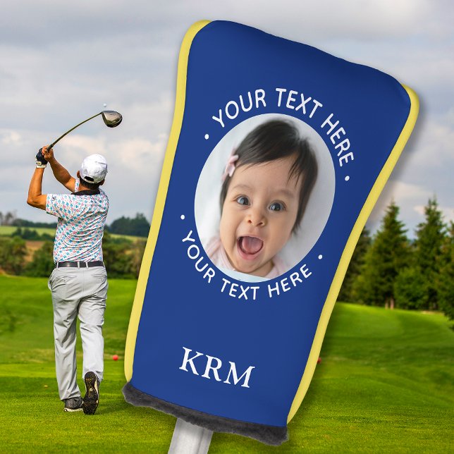 Custom Dad Grandpa Family Photo Sporty Monogram Golf Head Cover (Creator Uploaded)