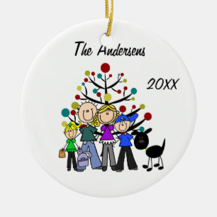Custom Dad, Mum, Boy, Girl, Black Dog Ornament
