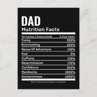 Custom Dad Nutrition Facts Funny Father's Day Card