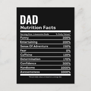 Custom Dad Nutrition Facts Funny Father's Day Card