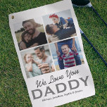 Custom Dad Photo Golf Towel<br><div class="desc">This Father's Day, give the gift that dries more than just sweat - a custom golf towel laden with the priceless warmth of family love. Adorned with 4 square pictures of your choice, the heartfelt message 'We love you Daddy' and the names of his beloved progeny, it's more than just...</div>