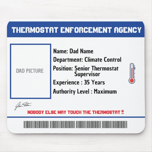 Custom Dad Thermostat Agency Mousepad (Front)