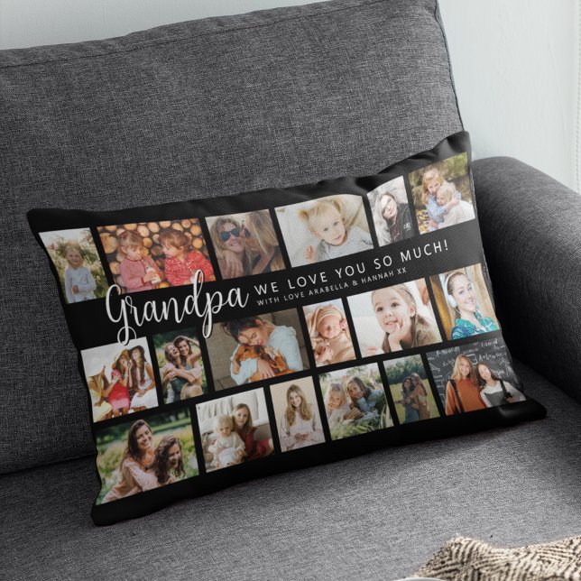 Custom Daddy 18 Photo Collage Lumbar Cushion (Creator Uploaded)