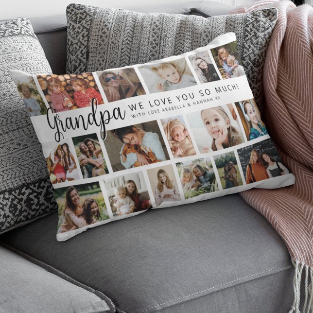 Custom Daddy 18 Photo Collage Lumbar Cushion (Creator Uploaded)