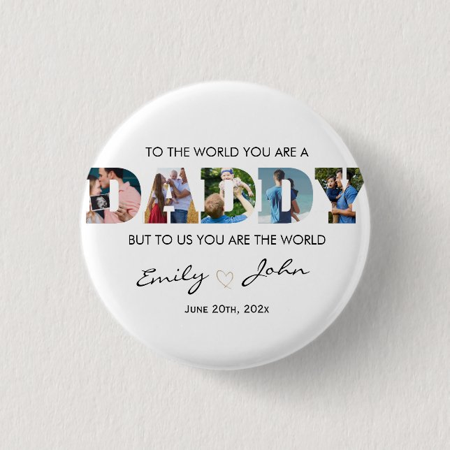  Custom Daddy Father's Day Photo Collage 3 Cm Round Badge (Front)