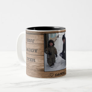 Custom Daddy Father's Day Photo Collage Two-Tone Coffee Mug