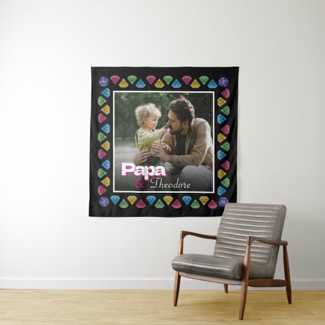 Custom Daddy & Kid Photo Keepsake – Personalised Tapestry (In Situ)