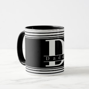 Custom Daddy Personalised Monogram Black & White Mug