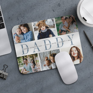 Custom Daddy Photo Collage & Kids Names Mouse Pad