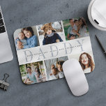 Custom Daddy Photo Collage & Kids Names Mouse Pad<br><div class="desc">Create a cool custom gift for the best dad ever with this photo collage mousepad. Use the templates to add 6 photos,  and personalise with his children's names or a custom message in the centre,  overlaid on "DADDY" in soft grey lettering. Makes an awesome unique gift for Father's Day!</div>