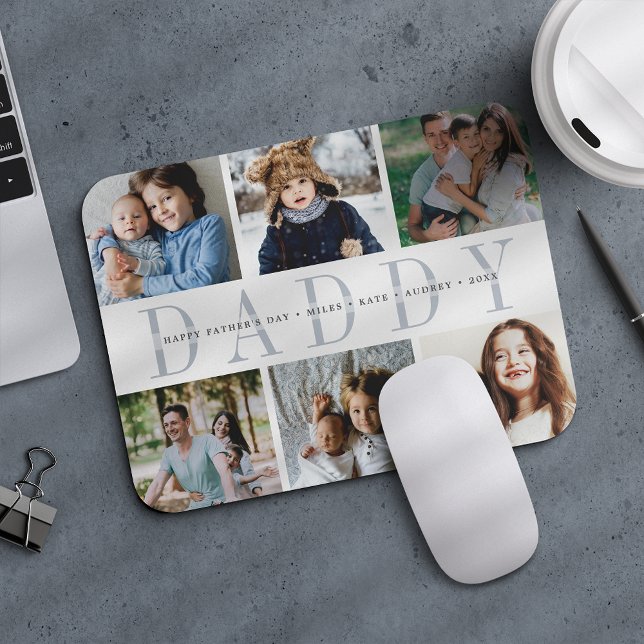Custom Daddy Photo Collage & Kids Names Mouse Pad (Creator Uploaded)