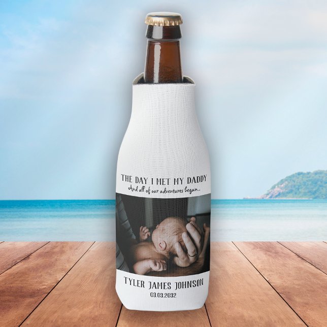 Custom Daddy Photo First Father's Day Bottle Cooler (Creator Uploaded)