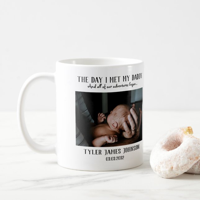 Custom Daddy Photo First Father's Day  Coffee Mug (With Donut)