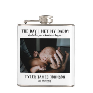 Custom Daddy Photo First Father's Day Hip Flask
