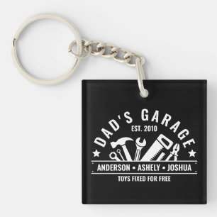 Custom Dads Garage Funny Mechanic Dad Key Ring