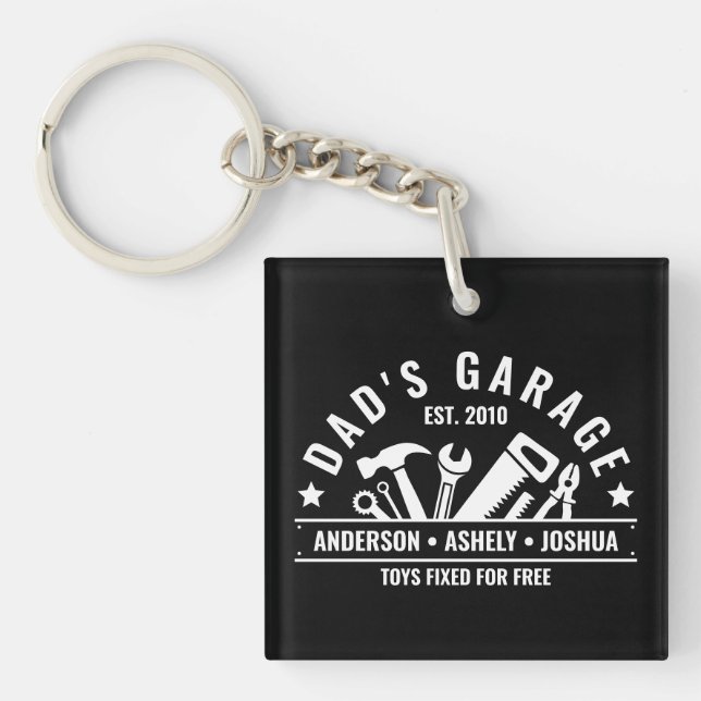 Custom Dads Garage Funny Mechanic Dad Key Ring (Front)