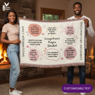 Custom Daily Affirmations Christian Bible Verse Throw Blanket