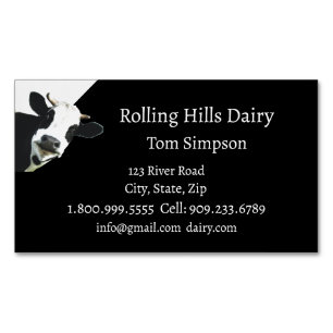 Custom Dairy Farm Cow Milk Fun Holstein   Magnetic Business Card
