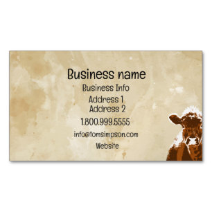 Custom Dairy Farm Cow or Organic Beef Magnetic Business Card