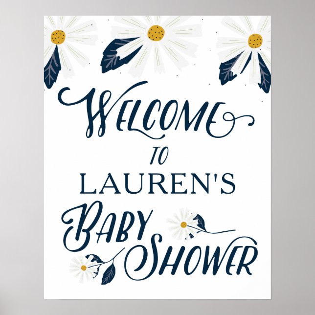 Custom Daisy Baby Shower Welcome Poster (Front)