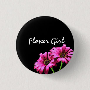 Custom Daisy Flower Wedding Flower Girl Buttons