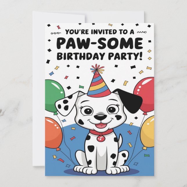 Custom Dalmatian birthday Invitation card (Front)