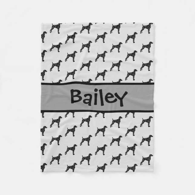 Custom Dalmatian Dog Silhouette Fleece Blanket (Front)