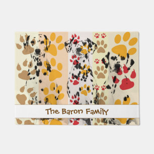 Custom Dalmatian dog with Paws Prints Doormat