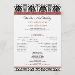 :custom: Damask black/red Wedding Program