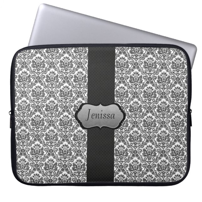 Custom Damask Laptop Sleeve (Front)