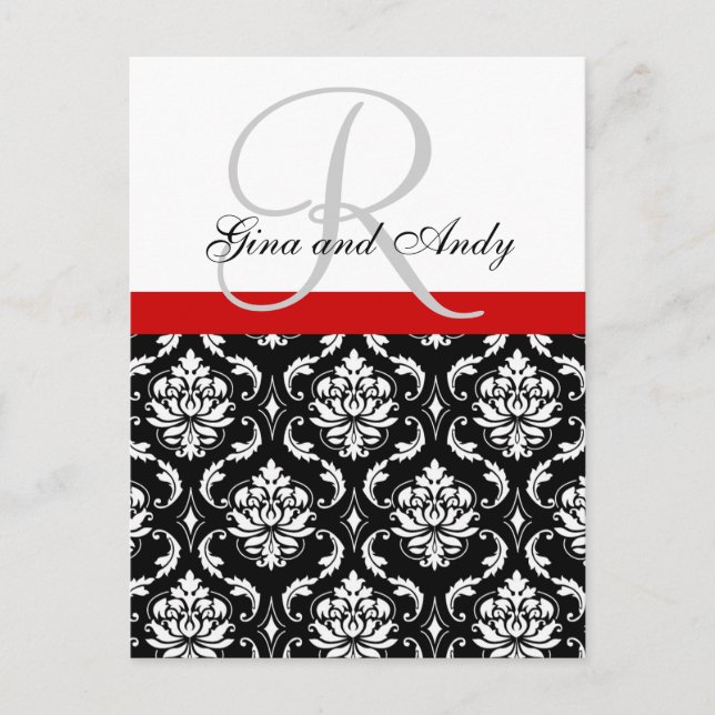 Custom Damask Wedding Ceremony Postcard (Front)
