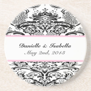 Custom Damask Wedding Coaster