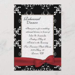 Custom Damask Wedding Rehearsal Dinner Invitation