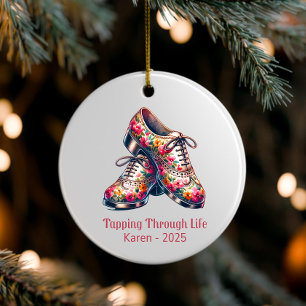 Custom Dance Ornaments, Personalized Tap Shoes Gif Ceramic Ornament