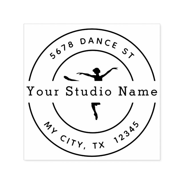 Custom Dance Studio Round Return Address Self-inking Stamp (Design)