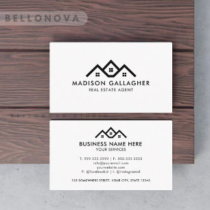 Custom Dark Black And White Real Estate Agent Business Card
