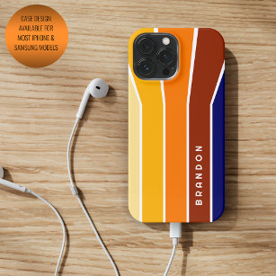 Custom Dark Blue Bold Red Orange White Stripes iPhone 13 Pro Max Case