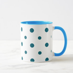 Custom Dark Blue Polka Dot on White Coffee Mug