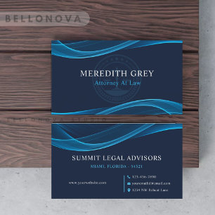 Custom Dark Bright Navy Blue White Legal Office Business Card