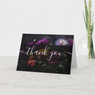 Custom Dark Colourful Flowers Thank You Card