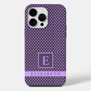 Custom Dark Deep Vivid Purple White Polka Dot iPhone 14 Pro Max Case