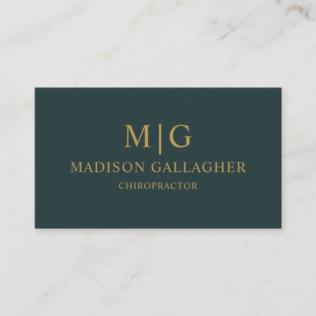 Custom Dark Forest Green Gold Solid Professional Business Card (Front)