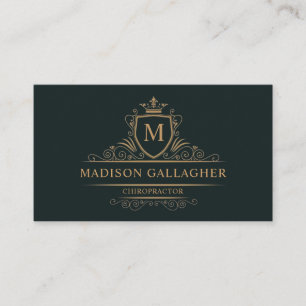 Custom Dark Forest Green Gold Solid Professional Business Card